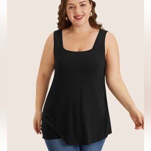 BloomChic Plus Size 2XL Supersoft Essentials Plain Square Neck Skinny Tank Top